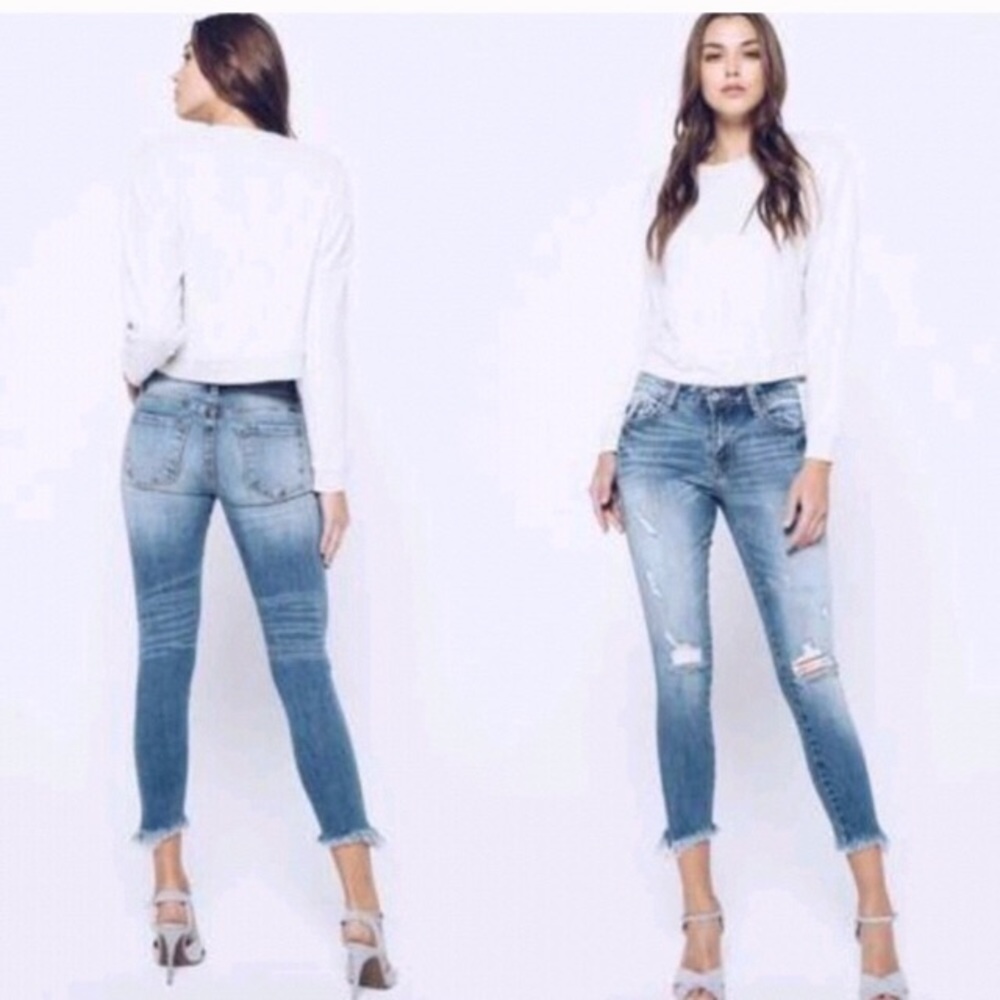Last Pair Favorite! New Distressed Jeans wFray Hem - Picture 3 of 6